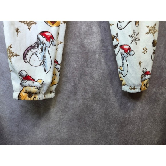 Disney Winnie the Pooh Christmas Fleece Pajama Pants Small Eeyore Tigger White - Picture 3 of 7